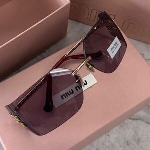 Miu Miu Plum Sunglasses with Gold Details